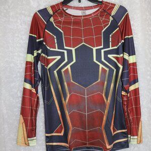 Spiderman long sleeve men's large shirt 88% polyester/12% spandex